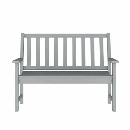 Flash Furniture Ellsworth 50 All Weather Indoor/Outdoor Recycled HDPE Bench with Contoured Seat in Gray LE-HMP-2035-12-GRY-GG